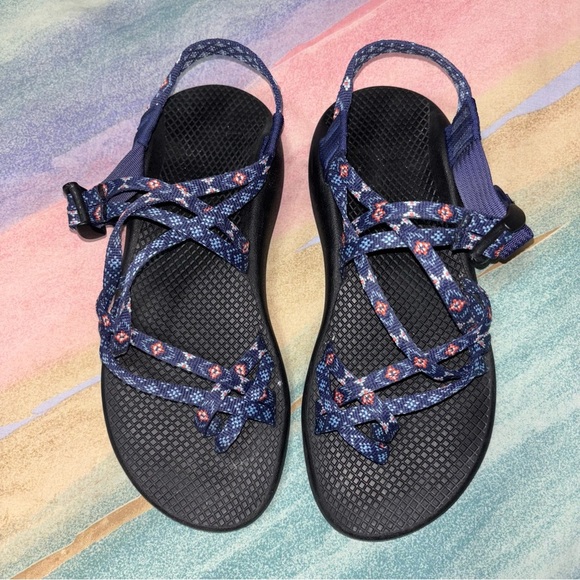 Chaco ZX2 Classic Blue Aztec Toe Loop Sandals Women Size 9 - Picture 3 of 7